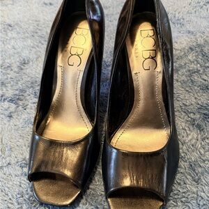 BCBG Black Peep Toe Heels